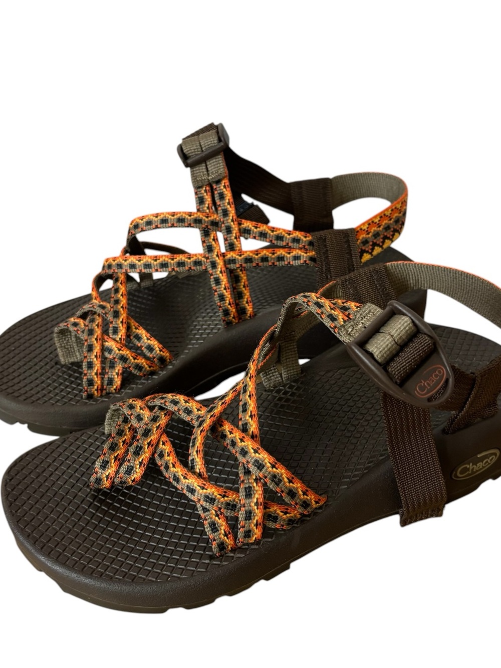 Chaco ZX2 Women's Sandals Hiking Black Brown Orange Size US 7 EU 38